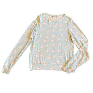 Wildfox Star Print Pullover Sweater Stretchy Pastel Comfy Cozy Size Small Womens